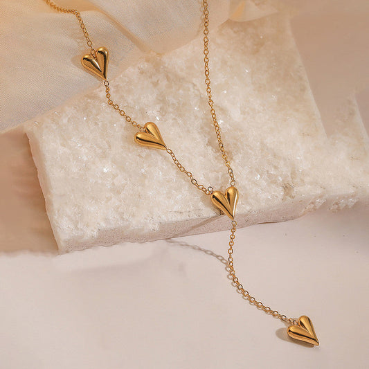 Long Heart Pendant Necklace – Gold-Plated & Tarnish-Resistant