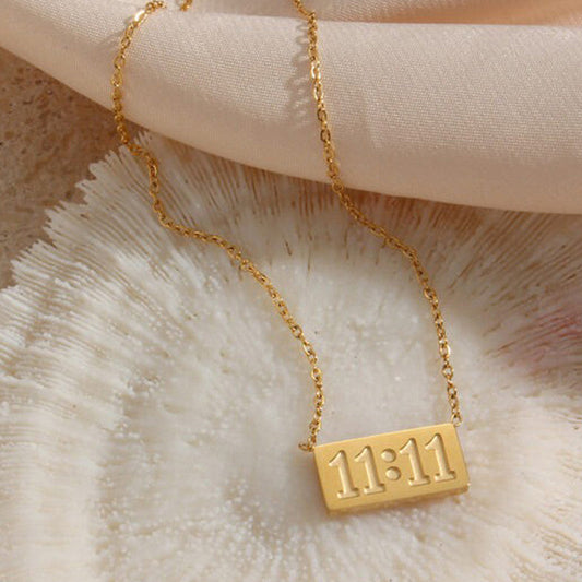 Make a Wish 11:11 Angel Pendant Necklace | Gold-Plated, Stainless Steel
