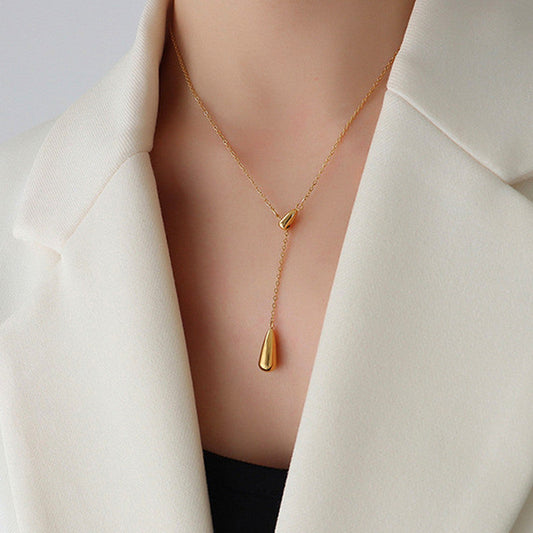 Minimalist Gold-Plated Stainless Steel Teardrop Necklace – Anti-Tarnish