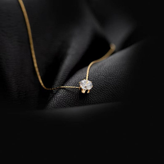 Gold-Plated Stainless Steel Hexagon Pendant – Stone-Studded, Anti-Tarnish